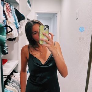 Black silk cowl kneck top